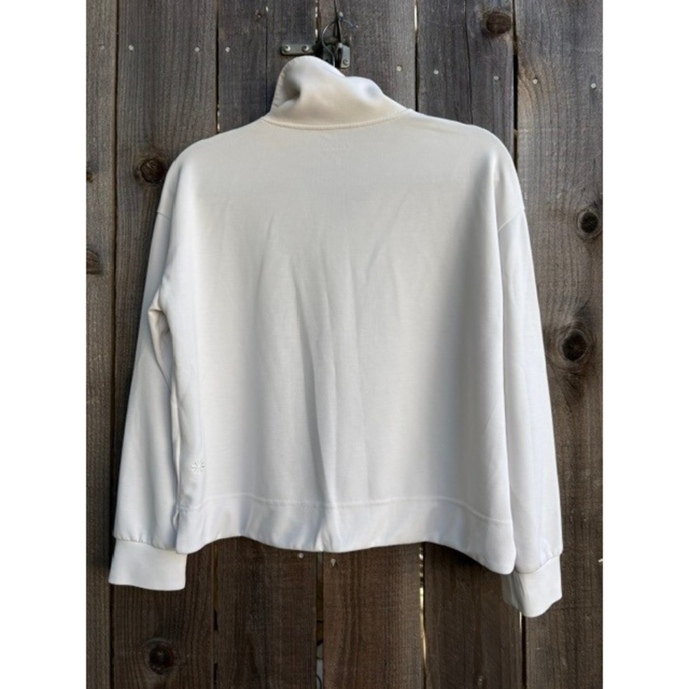 Athleta Coaster Luxe Quarter Zip Sweatshirt Ivory Cream Size M Pullover - Picture 3 of 3